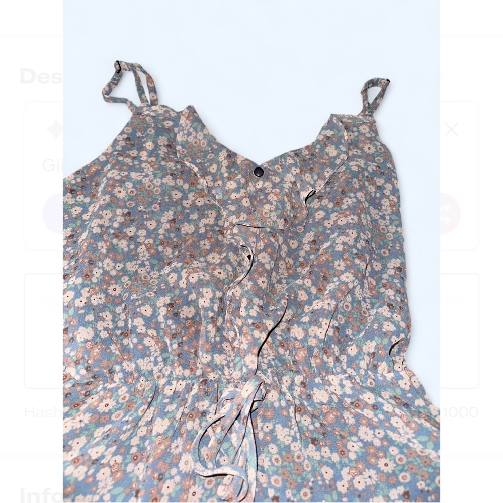 Floral Ruffle Cami Top Small Tie Waist Adjustable - Picture 4 of 4